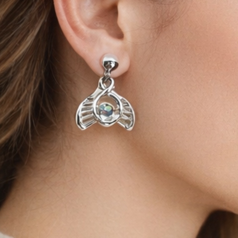 Elegant Silver Clip Earrings with Crystal Accent